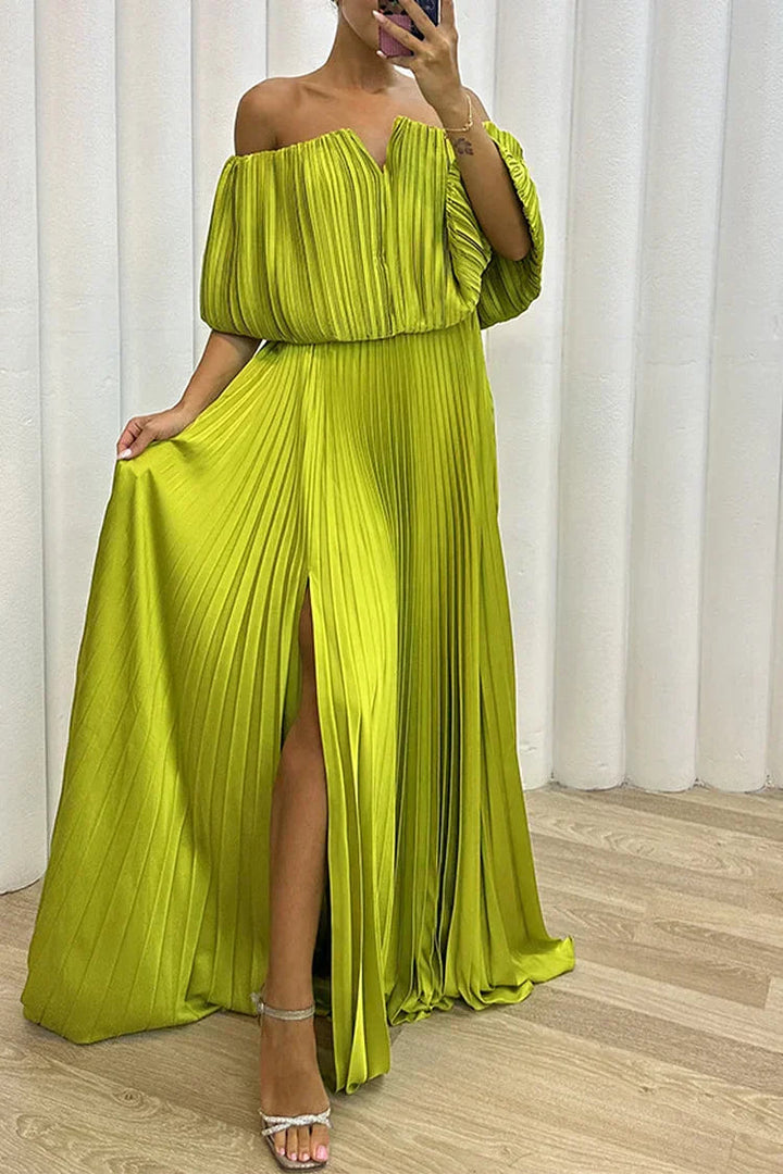 Vera | Off-Shoulder Pleated Maxi Dress