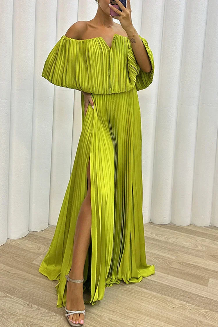 Vera | Off-Shoulder Pleated Maxi Dress