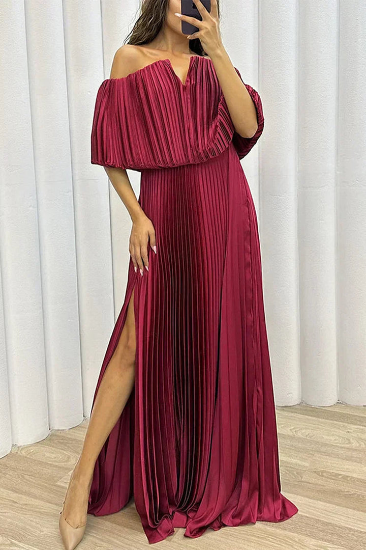 Vera | Off-Shoulder Pleated Maxi Dress