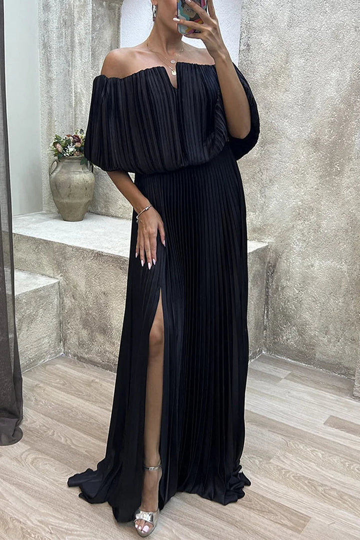 Vera | Off-Shoulder Pleated Maxi Dress